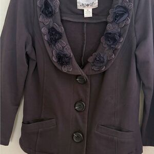 Nick & Mo Deep Purple Floral-Trim Blazer